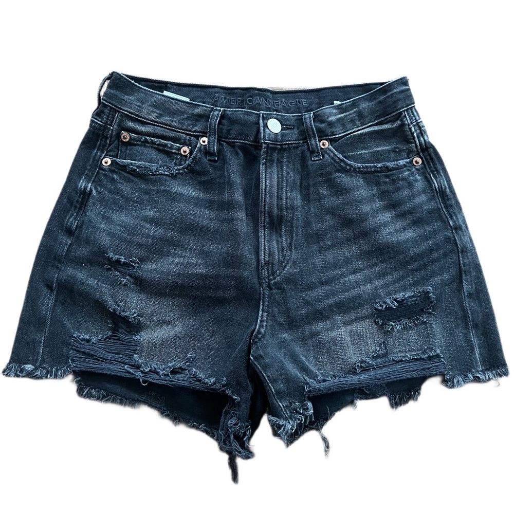 American Eagle Black Stretch High Rise 90's Boyfriend Jean Shorts Size 4
